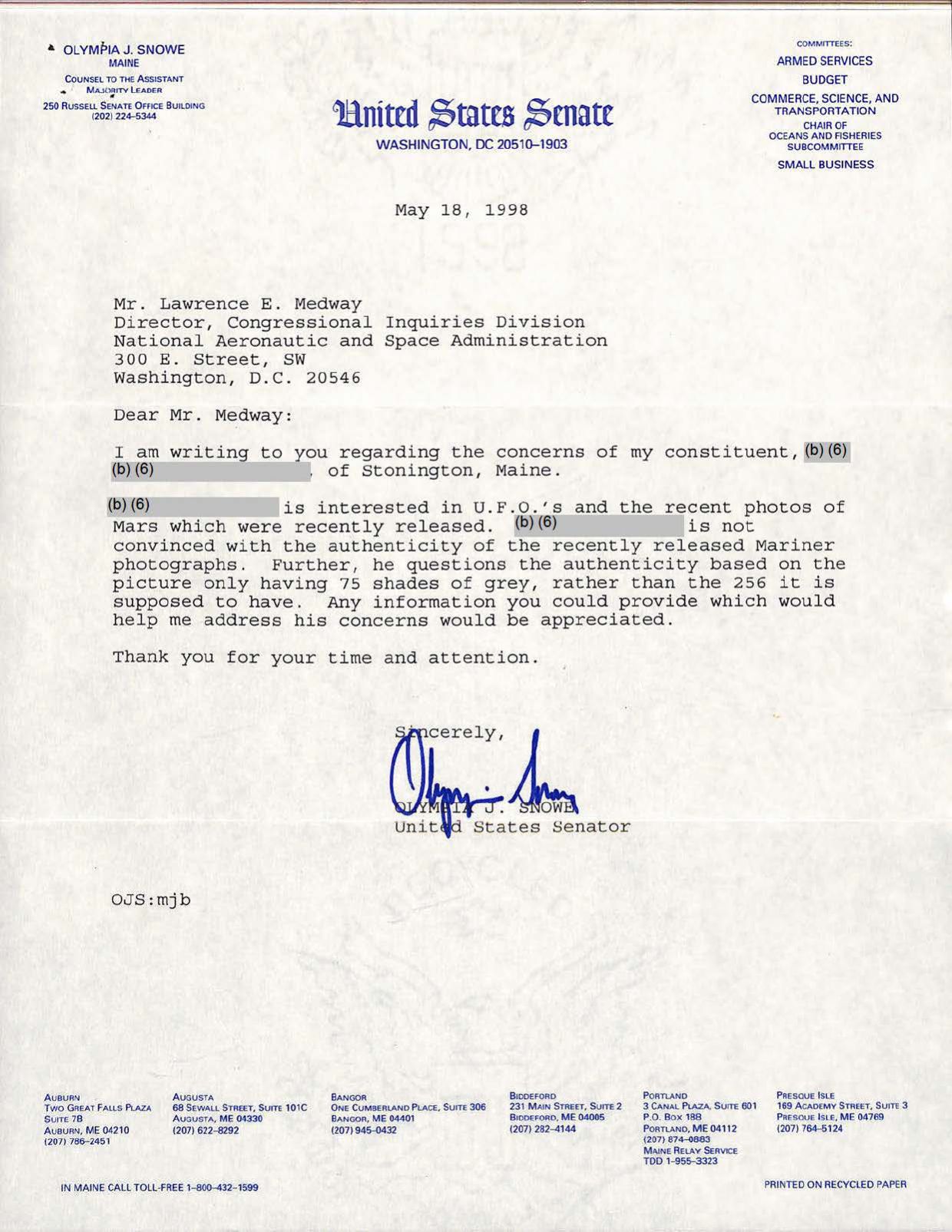 USG-UAP-D001 Congress-WhiteHouse-UFO-Correspondence 1998 — page 42