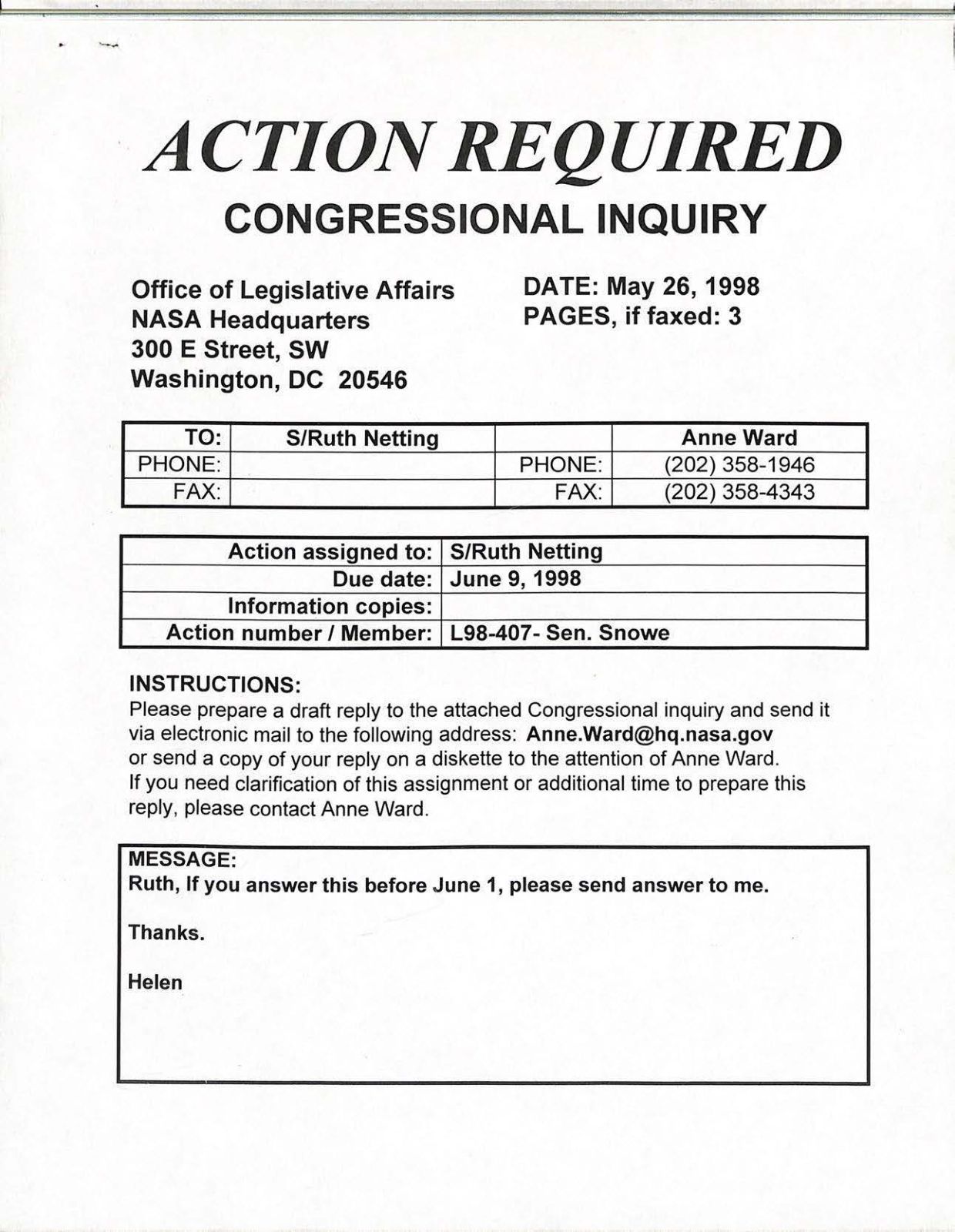 USG-UAP-D001 Congress-WhiteHouse-UFO-Correspondence 1998 — page 45