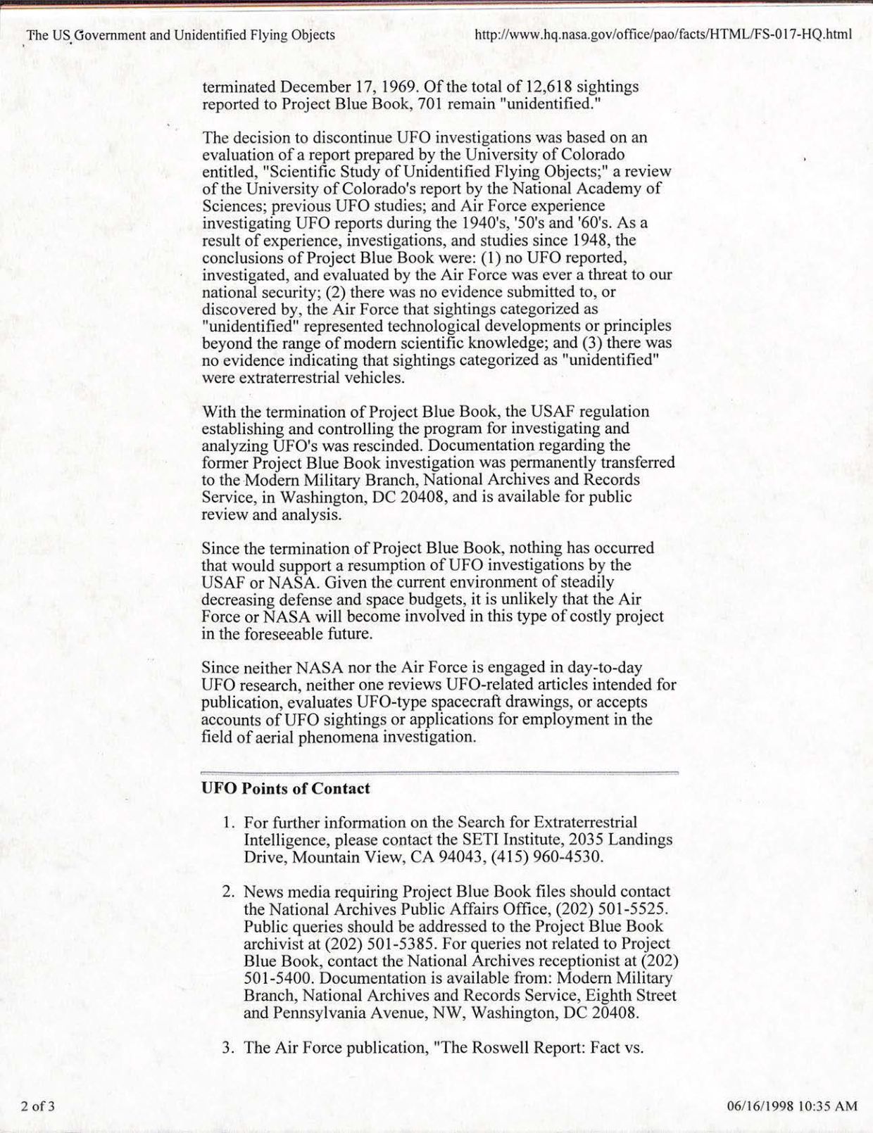 USG-UAP-D001 Congress-WhiteHouse-UFO-Correspondence 1998 — page 66