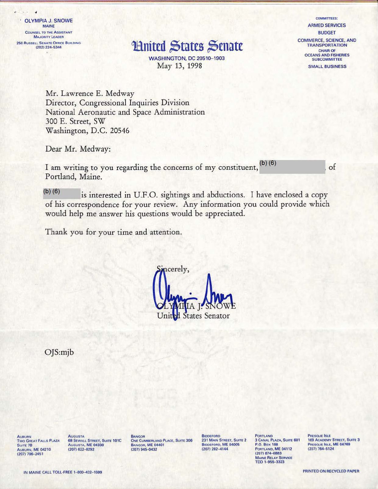 USG-UAP-D001 Congress-WhiteHouse-UFO-Correspondence 1998 — page 84